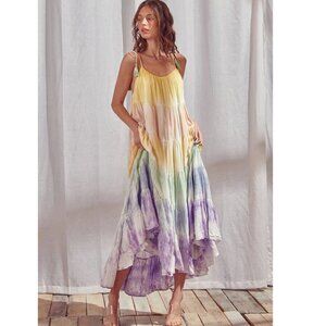 NWT Storia pastel tie-dye colorblock flowy maxi dress - M